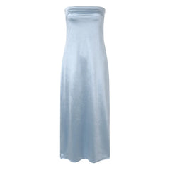 Cyflymder  Luxury Satin Long Dress For Wedding Off Shoulder Strapless Sexy Evening Party Dress Women Backless Sleeveless Prom Dress