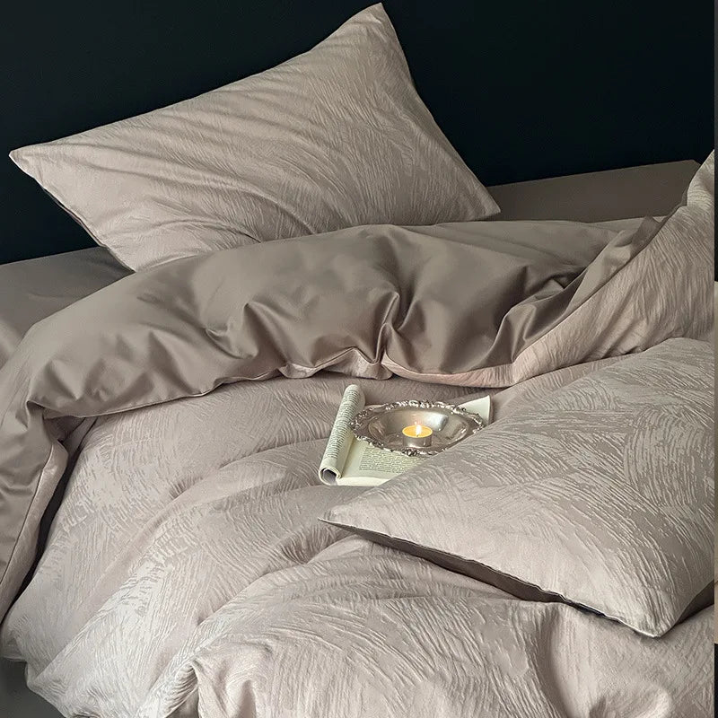 Cyflymder  Premium 100S Pure Cotton Jacquard Bedding Sets Luxury Skin Friendly Smooth Quilt Cover Kit Bed Linens for Adults and Children