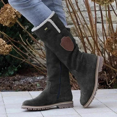 Cyflymder   Winter New Long Leg Snow Boots with Side Zipper Flipped Over Round Toe High Leg Women's Platform Boots Plus Size43
