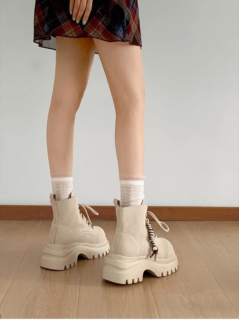 Cyflymder  British style Height Increase  Women Ankle Boots Fashion Non Slip Ladies Platform Mordern Booties