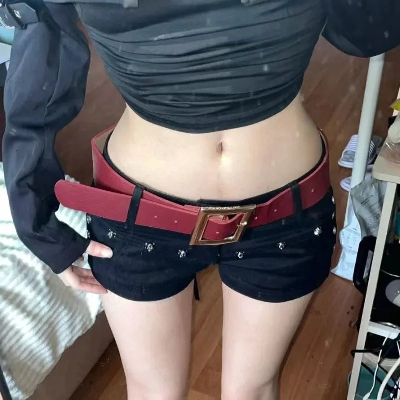 Cyflymder  Y2k Aesthetic Vintage Summer Streetwear Shorts American Rivet Nail Sexy Low Waist Hip Hop Women Bottoms Harajuku Punk Short Pant