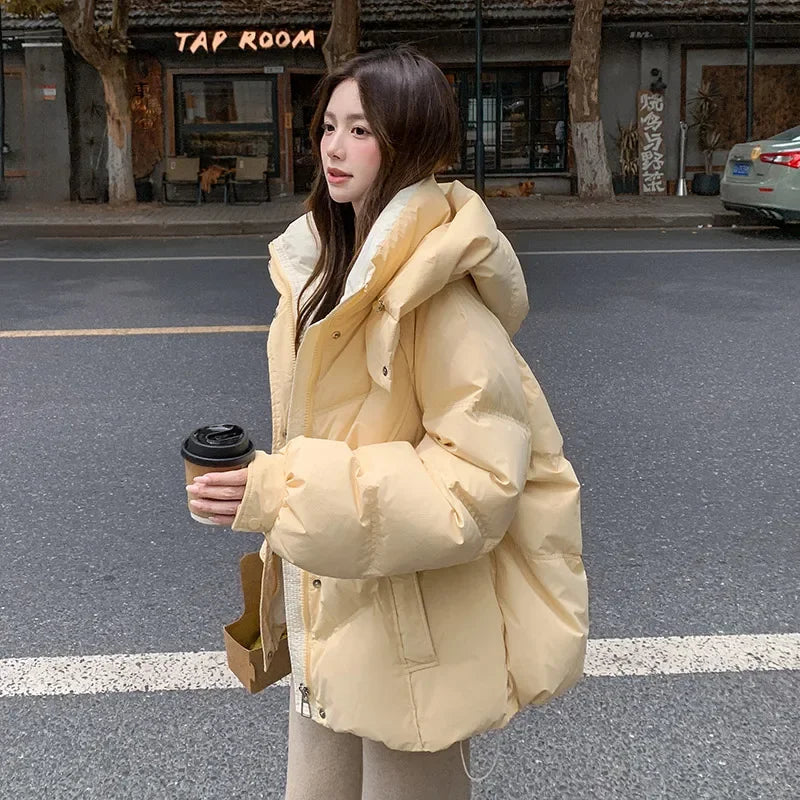 Cyflymder cold weather outfits Hooded Down Jackets Women Winter Coats New Korean Style Students Loose Casual Short Thick Warm Quilted Coat Women Clothing