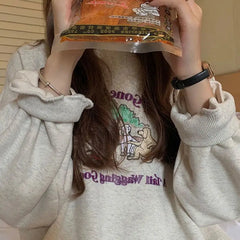 Cyflymder  American Fashionable Printed Sweatshirts Women's Clothing Casual O-Neck Autumn Winter New Fleece Loose Basic Long Sleeve Hoodies