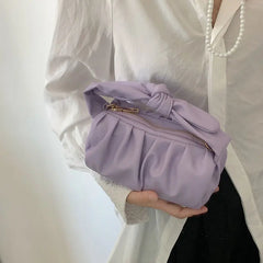 Cyflymder  Sweet Cute Handbag Women Versatile Pleated Cloud Bag Bow Handle Ladies Minimalist Design Chain Shoulder Bag Chic 2025