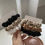 Cyflymder 3Pcs/set Silk Satin Scrunchies Women Solid Color Hair Rope Elegant Ponytail Holder Rubber Band Elastic Hairband Hair Accessories