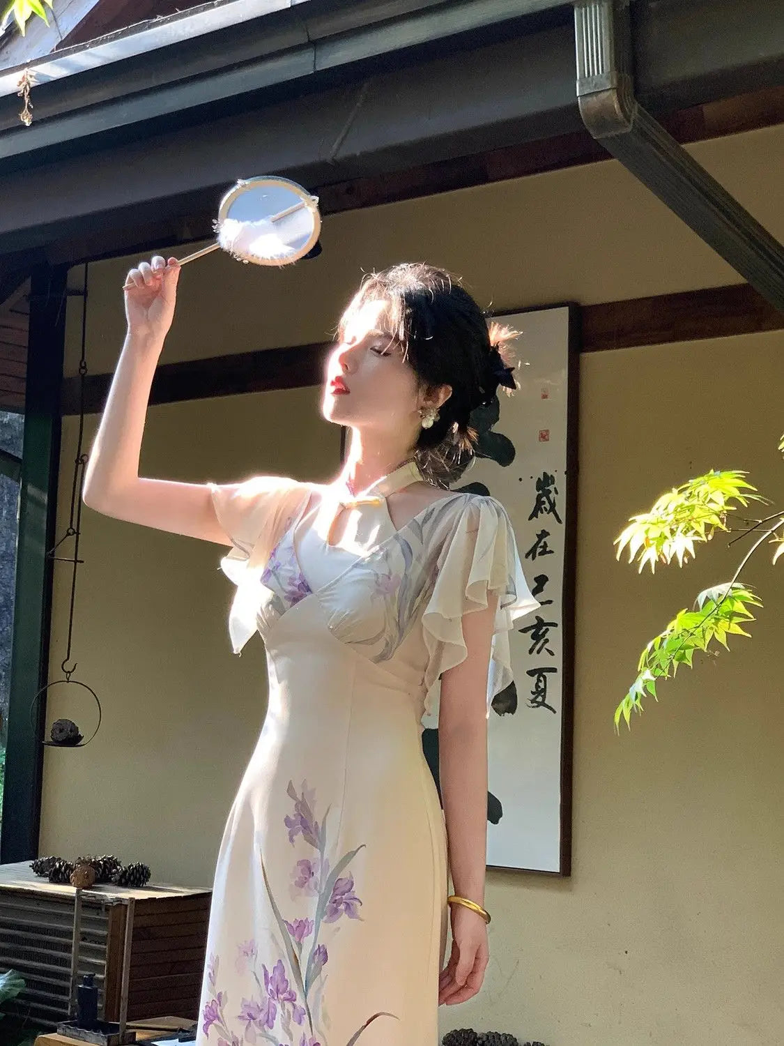 Cyflymder  Chinese Style Improved Cheongsam Spring Summer New Retro Hollow Out Temperament Dress Short Sleeve Slim Qipao Dresses