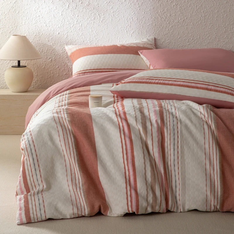 Cyflymder  Bedding Set 100% Cotton Simple Vertical stripes Duvet Cover Set  Double Queen King Size Nordic Quilt Cover Bed Sheet Pillowcases