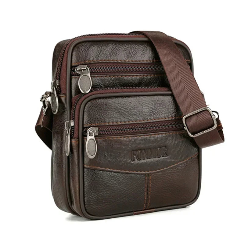Cyflymder  Men's Vintage Leather Messenger Bag - High Capacity Crossbody Shoulder Bag, Retro Brown Genuine Leather with Adjustable Strap