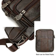 Cyflymder  Men's Vintage Leather Messenger Bag - High Capacity Crossbody Shoulder Bag, Retro Brown Genuine Leather with Adjustable Strap