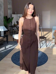 Cyflymder  Dress Women Wholesale 2025 Summer New Style Cross Border Trade Sleeveless Buttons Cinched Waist Stylish Elegant Style