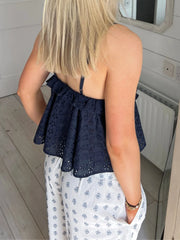 Cyflymder  Women s Floral Lace V Neck Camisole with Spaghetti Straps and Backless Design for Summer Street Style Fashion