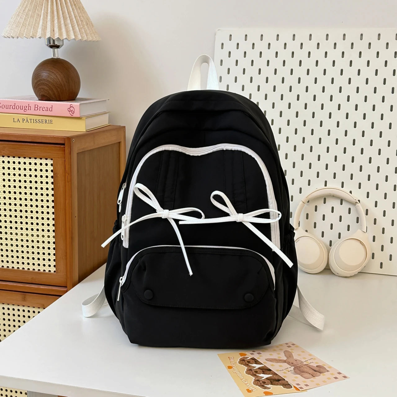 Cyflymder  Bow Sweet Backpack for Students Japanese Style Large Capacity Commuting Class Backpacks