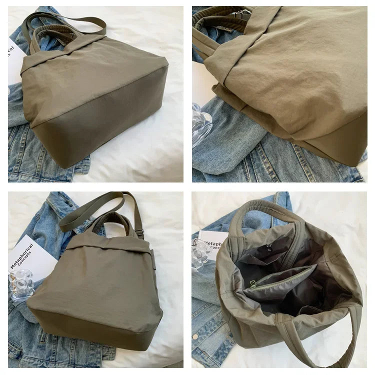 Cyflymder  Women's Casual Large Bag Ultra-light Nylon Cloth Handbag Student Class Single Shoulder Crossbody Bag Canva