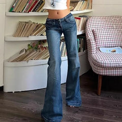 Cyflymder  Vintage Spice Girl Flared Pants Slim Skinny Elastic Jeans Women's Trousers