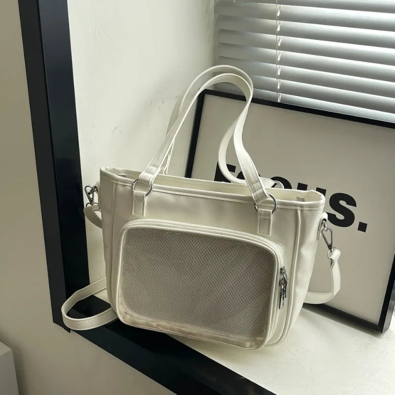 Cyflymder  Korean Y2k Aesthetic Transparent Backpacks Vintage All Match Casual Shoulder Ita Bags Streetwear Women Simple Handbags Crossbody
