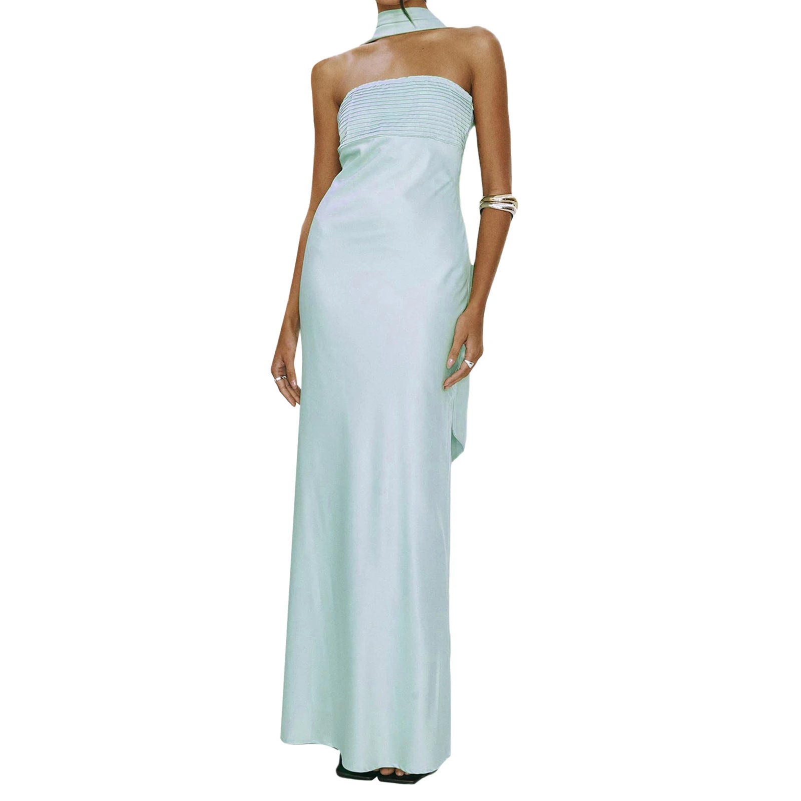 Cyflymder  Elegant Floral Print Maxi Dress with Ruffled Off Shoulder Sleeves and Matching Headscarf for Women Summer Beach Party