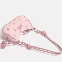 Cyflymder  Sweet Cute Strawberry Underarm Bag Women Double Knot Pendant Shoulder Bags Ladies Fashion Diamond Pattern Commuter Crossbody Bag