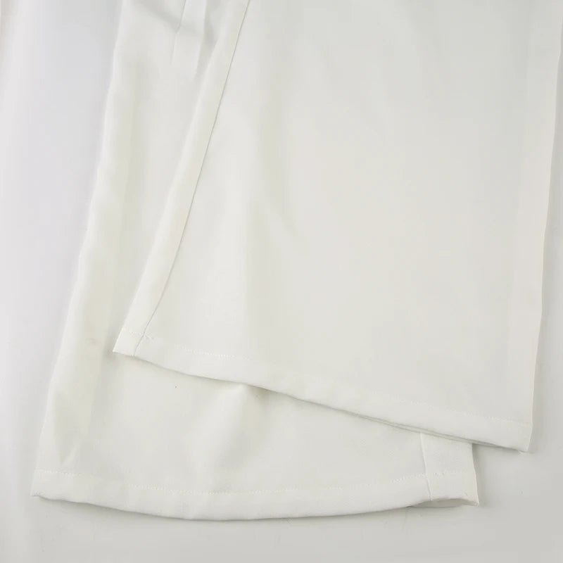 Cyflymder  Casual White Loose Suit Pants with Belt Women Summer Street Style Baggy Straight Trouser Korean Fashion All-match Capris