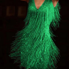 Cyflymder  Carnival Rave Women Mini Dress Tassels Shiny Sequined Sleeveless Sexy Party Dress Clubwear V-Neck Bodycon Large Size Vestidos