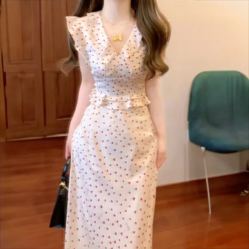 Cyflymder  Women Dresses Sweet Flying Sleeve Ruffles Patchwork Polka Dot French Style Elegant Mermaid Dress Female Fashion