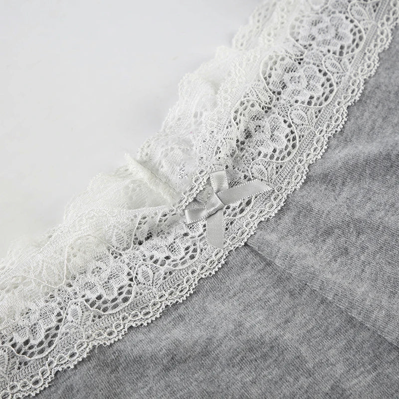Cyflymder  Basic Solid Shorts Sets Women Casual Slim 2 Piece Sets Slash Neck Folds Camis Tops Lace Trim Low-Waisted Shorts