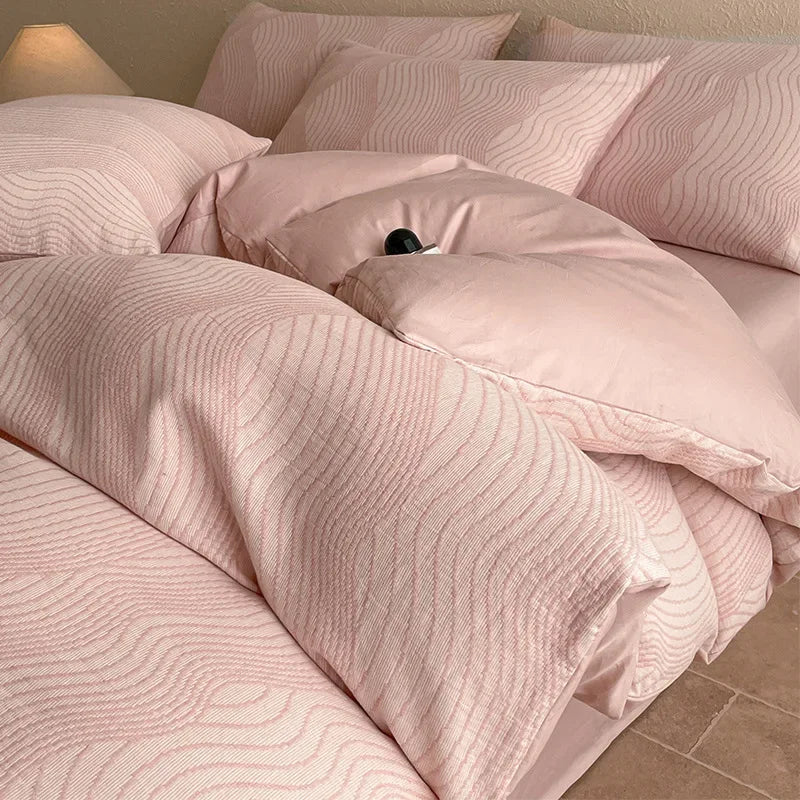 Cyflymder  Light Luxury Soft Thick 100% Cotton Flat Sheet Sets Satin Jacquard Silky Bedding Set for Seasons Single Double Bed Comfort Set