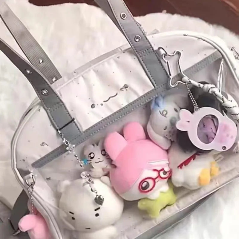 Cyflymder  Harajuku White Ita Bag Women Japanese Style Transparent Tote Bag Large Capacity Jk Handbag Female Sweet Cute Shoulder Bags 2025