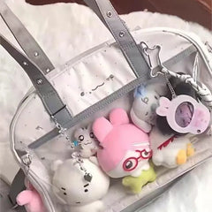 Cyflymder  Harajuku White Ita Bag Women Japanese Style Transparent Tote Bag Large Capacity Jk Handbag Female Sweet Cute Shoulder Bags 2025