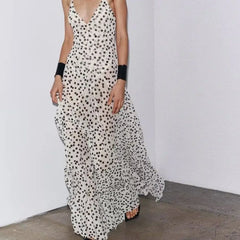 Cyflymder  Summer New Temperament Polka Dot Long Dress To Wear Outside