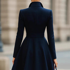 Cyflymder  Women‘s Elegant Business Solid Chic Mini Dress Lapel Long Sleeve High Waist Button Bodycon Dress Formal High Street Chic Dresse