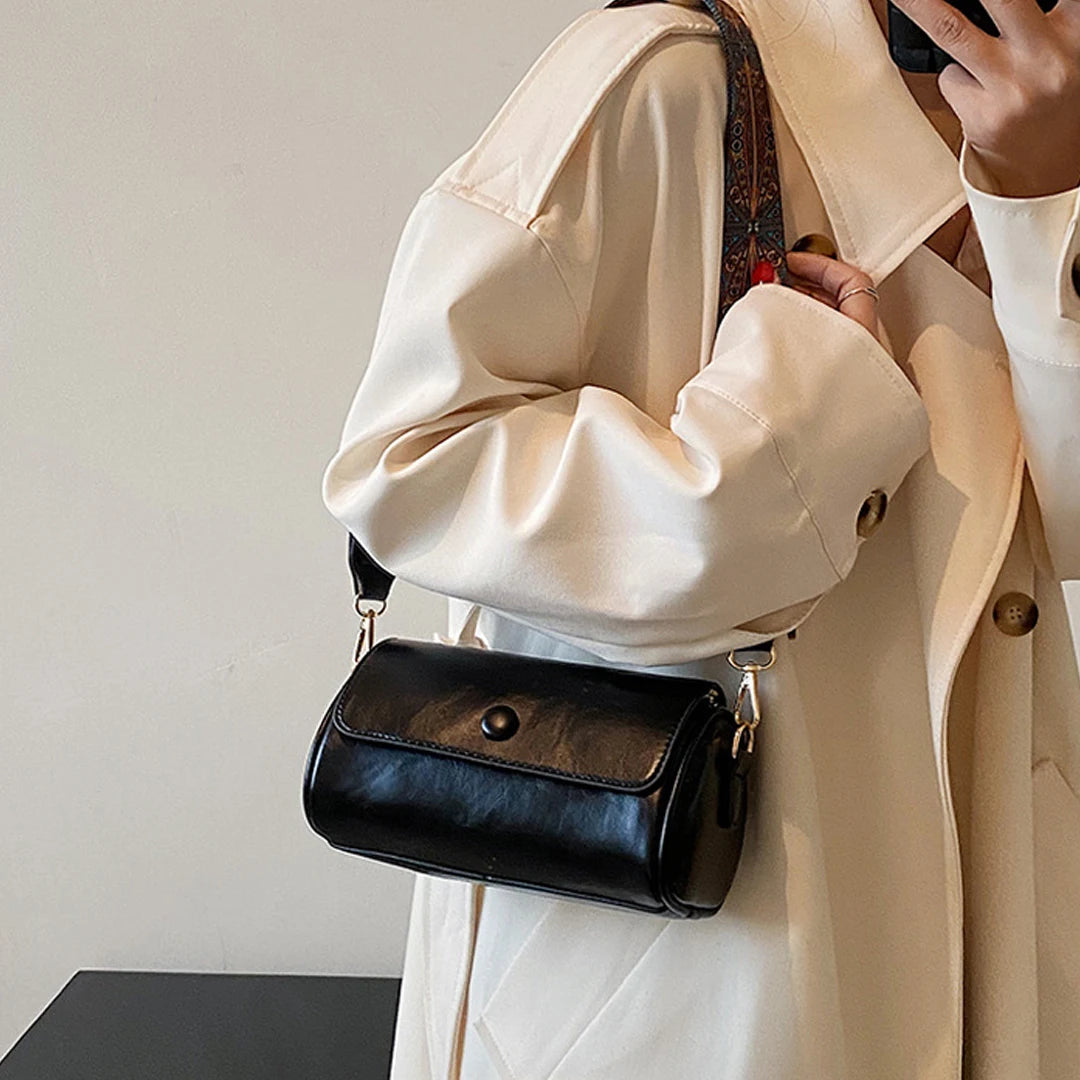 Cyflymder  floral shoulder strap cylindrical bag women's small pillow bag Bohemian style wide shoulder strap single shoulder crossbody