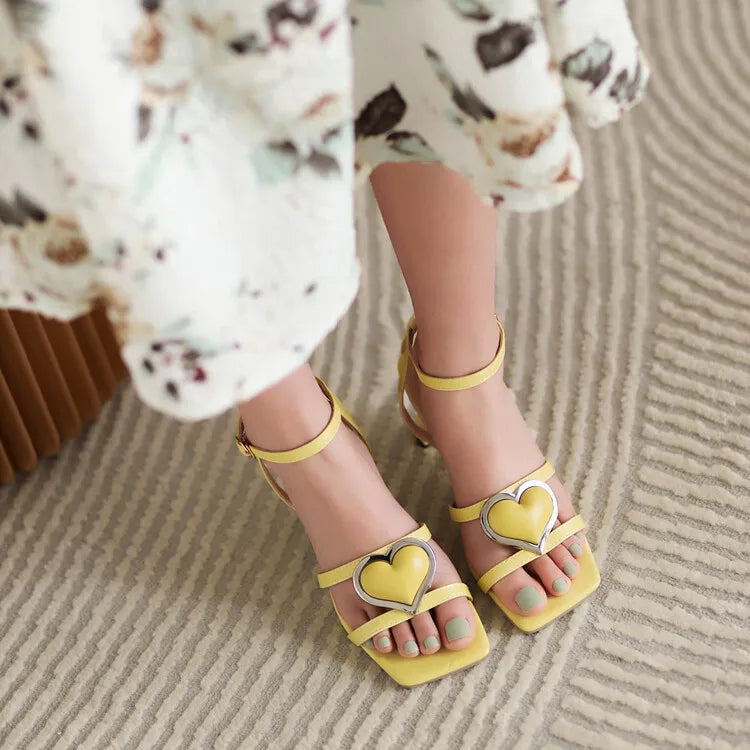 Cyflymder  Square Toe Spring Shoes 2025 Sandals Summer Heels Suit Female Beige Large Size Buckle Strap Open New Girls Block Black Big Fashion