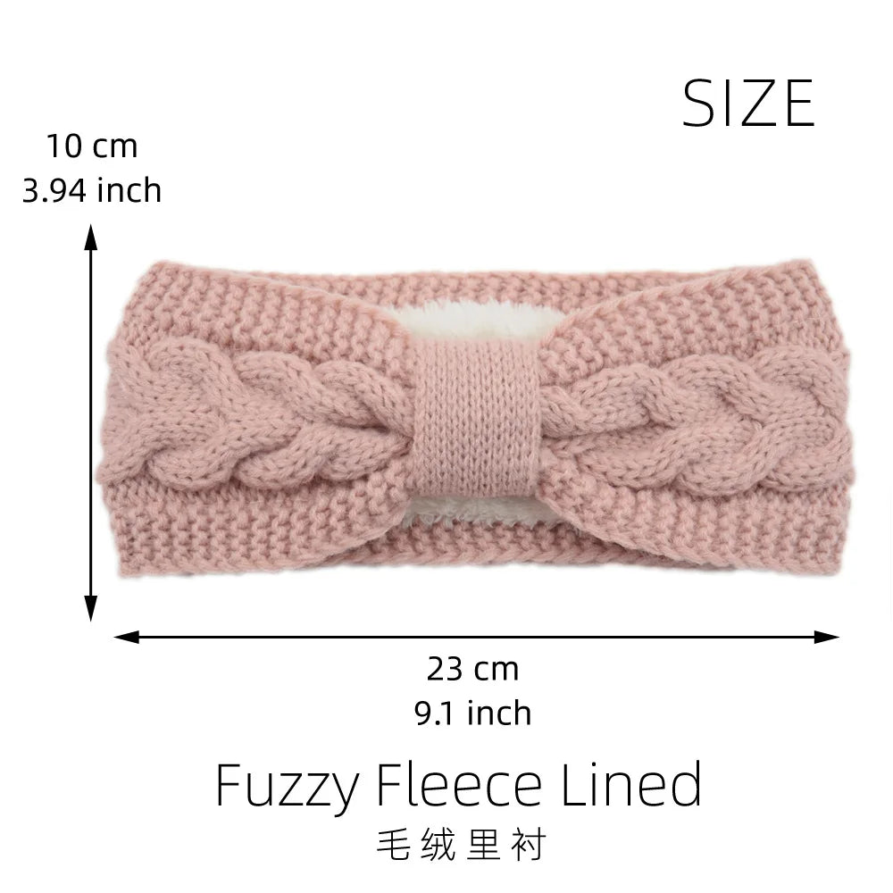 Cyflymder Winter Knitted Headbands for Women Warm Woolen Knitting Ear Warmer Cross Knot Turban Headwear Girls Hair Band Hair Accessories