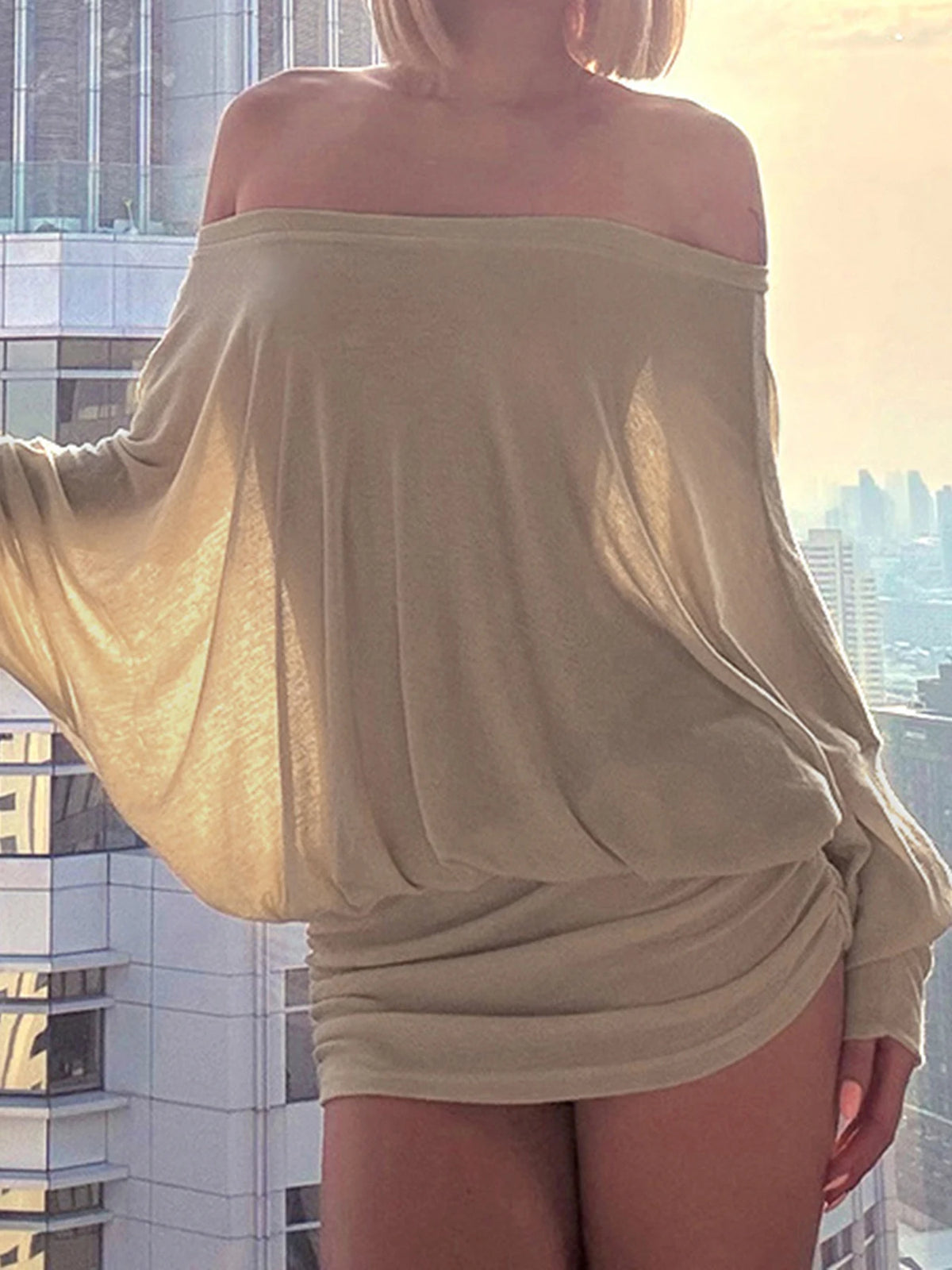 Cyflymder  Women Elegant Transparent Mini Dress Chic Sexy Off-shoulder See Through Dresses for Ladies Summer Party Vintage Clothing