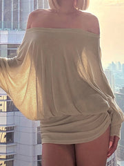 Cyflymder  Women Elegant Transparent Mini Dress Chic Sexy Off-shoulder See Through Dresses for Ladies Summer Party Vintage Clothing