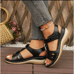 Cyflymder  Summer Women Sandals New Hollow Out Wedge Flowers Casual Sandalias Retro Platform  Comfortable Plus Size