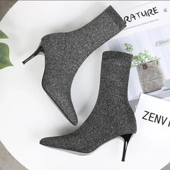 Cyflymder Sexy Sock Boots Knitting Stretch Boots High Heels for Women Fashion Shoes Spring Autumn Ankle Boots Female