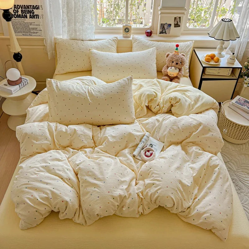 Cyflymder  Nordic Style Small Floral Print Bedding Sets Ultra Soft Breathable Single Queen Bedclothes Comforter Set for All Seasons