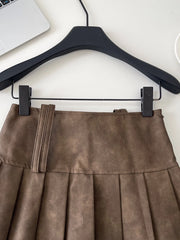 Cyflymder  High Waist Pleated  Skirt Women's Faionable Sli ort Skirt Ci Commute Korean Sle Polyester Fiber A-Line Skirt