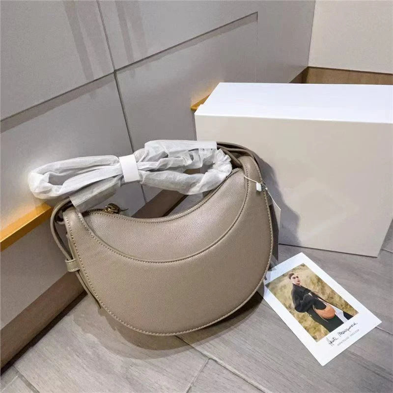 Cyflymder  Women's Bags Luxury Brand Leather Shoulder Bag with Retro Half Month Fashion Design Crossbody Small Bag Women's Accessories