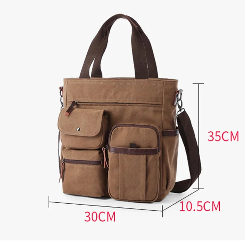 Cyflymder  Men Canvas Messenger Bag Crossbody Bags Unisex Sling Bag Shoulder Bag for Travel Work College Vintage Men's Handbags Briefcase