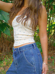 Cyflymder  Women s Off Shoulder Ruffle Crop Top Sexy Sleeveless Floral Print  Fit Blouse for Summer Beach Party Clubwear