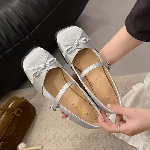 Cyflymder  Retro Women Shoes Beige High Heels 2025 Square Toe Chunky Sandals Footwear Mary Jane 12cm Latest Block Bow African 3cm Lolita