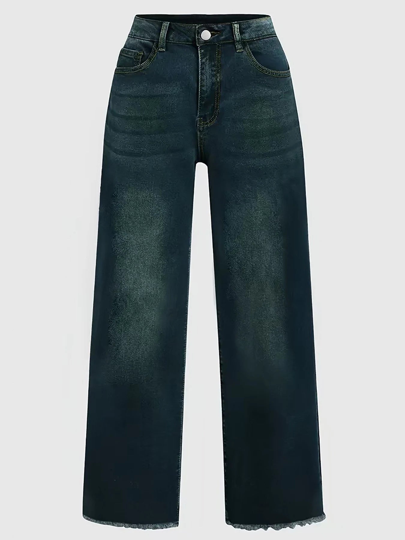 Cyflymder  New Women's Mid Waist Elastic Retro Washed Straight Leg Jeans, Slimming and Slimming Fashionable Casual Jeans, High-Quality