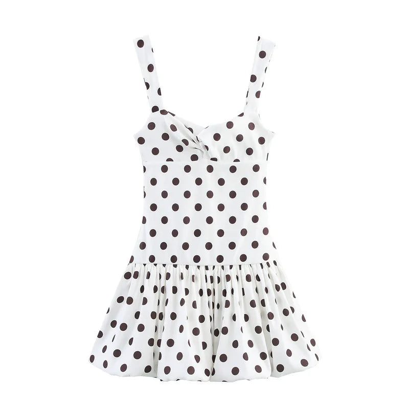 Cyflymder  Women's Sweet Polka Dot Ruffle Mini Dress Summer Casual Suspender Skirt Style Beach Holiday Date Casual Wear