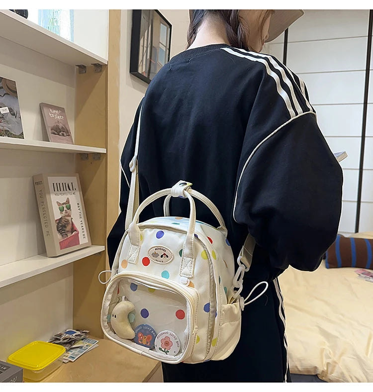 Cyflymder  Transparent Fashion Preppy Mini Backpacks Sweet Kawaii Star Print Ita Bags Y2k Aesthetic Students Casual Travel Schoolbags Women