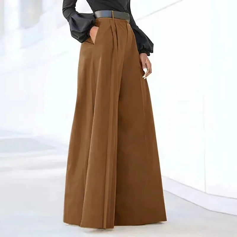 Cyflymder  New High Waist Wide Leg Flare Pants For Women Fashion Elegant Party Palazzo Trousers Trendy Comfortable Stretchy Casual Office