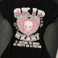 Cyflymder  gothic T-shirt Y2k Skull print 2000s Crop Top Sexy Himekaji Woman Clothes High Street Streetwear Vintage Punk Chic Harajuku Tees