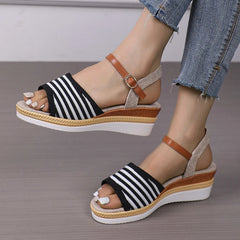 Cyflymder  Women's Braided Casual Sandals Buckle Strap Platform Wedge Sandles for Women 2025 Summer Light Non Slip Walking Sandalias