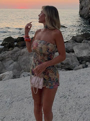 Cyflymder  Sexy Print Sequined Women Dress Beach Sleeveless Backless Hip Package Zippers Dresses 2025 Summer Fashion Lady Streetwears